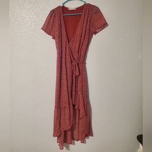 Abercrombie & Fitch Red High Low, True Wrap Dress Medium